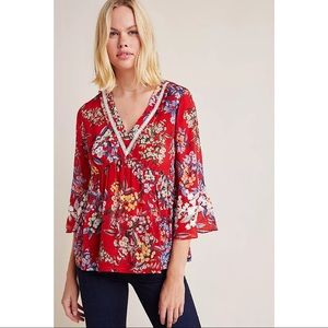 Anthropologie Jessamine Floral Blouse Small